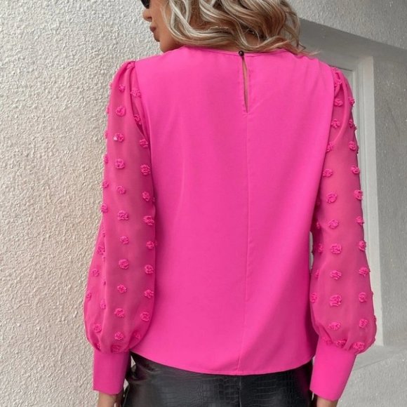 Pink Preppy Womens swiss dot long sleeved Blouse - Picture 2 of 5